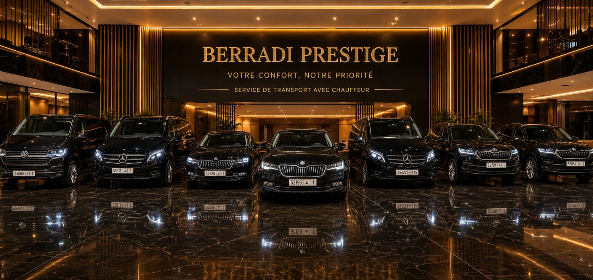 Showroom Berradi Prestige — fleet of chauffeur vehicles